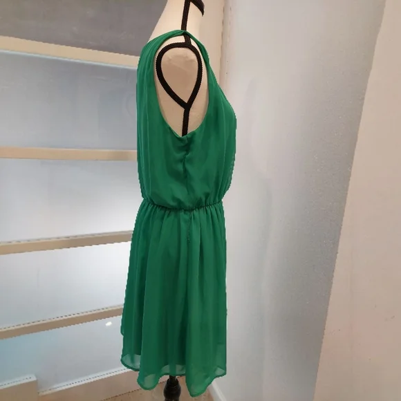Green Ruffled Smocked Mini Sundress for Wedding Guest - Picture 3 of 5
